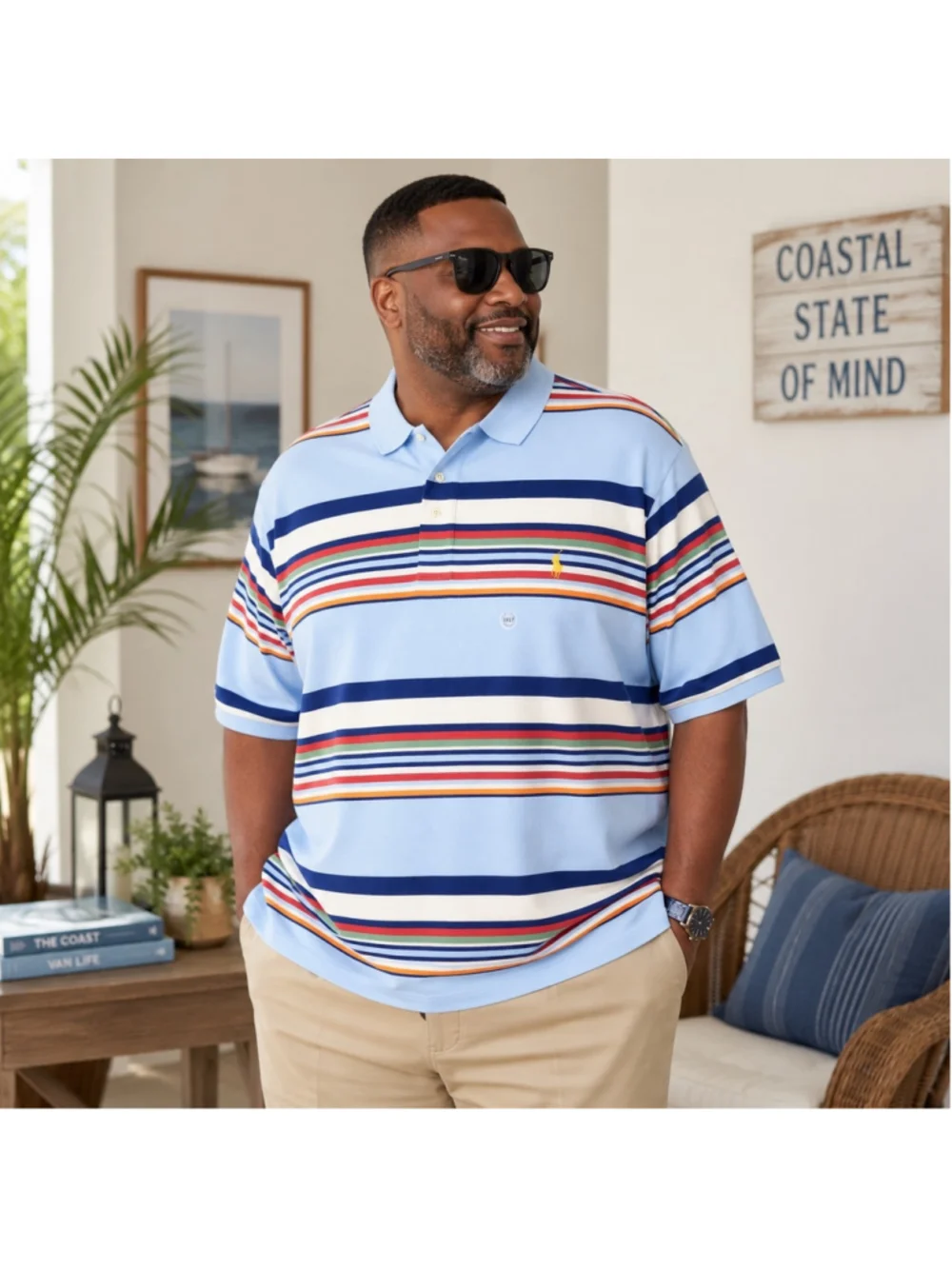 Polo Ralph Lauren Men’s 3XLT Striped Cotton Polo Shirt Blue Multicolor NWT
